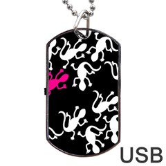 Magenta Lizard Dog Tag Usb Flash (two Sides)  by Valentinaart