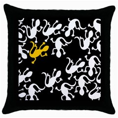 Yellow Lizard Pattern Throw Pillow Case (black) by Valentinaart