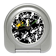 Yellow Lizard Pattern Travel Alarm Clocks by Valentinaart