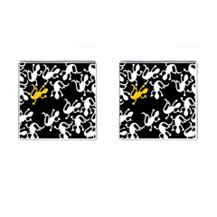 Yellow Lizard Pattern Cufflinks (square) by Valentinaart