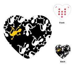 Yellow Lizard Pattern Playing Cards (heart)  by Valentinaart