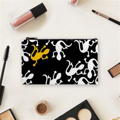 Yellow Lizard Pattern Cosmetic Bag (small)  by Valentinaart