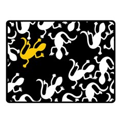 Yellow Lizard Pattern Double Sided Fleece Blanket (small)  by Valentinaart