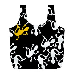 Yellow Lizard Pattern Full Print Recycle Bags (l)  by Valentinaart