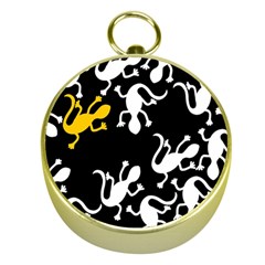 Yellow Lizard Pattern Gold Compasses