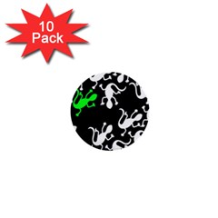 Green Lizards  1  Mini Buttons (10 Pack)  by Valentinaart