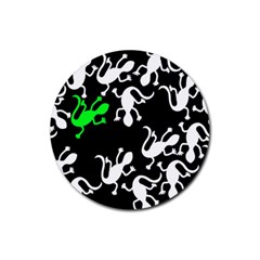 Green Lizards  Rubber Round Coaster (4 Pack)  by Valentinaart