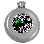 Green lizards  Round Hip Flask (5 oz) Front