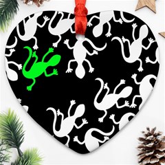 Green Lizards  Heart Ornament (2 Sides)