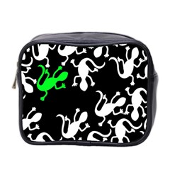 Green Lizards  Mini Toiletries Bag 2-side by Valentinaart