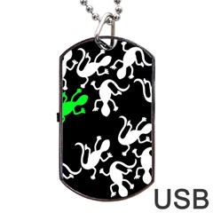 Green Lizards  Dog Tag Usb Flash (two Sides)  by Valentinaart