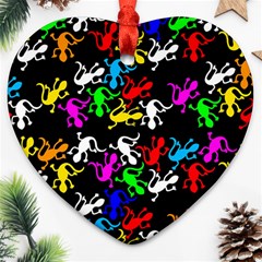 Colorful Lizards Pattern Ornament (heart) 