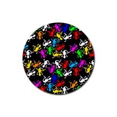 Colorful Lizards Pattern Rubber Round Coaster (4 Pack)  by Valentinaart