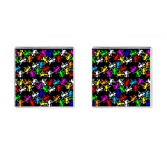 Colorful Lizards Pattern Cufflinks (square) by Valentinaart