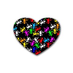 Colorful Lizards Pattern Heart Coaster (4 Pack)  by Valentinaart