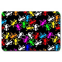 Colorful Lizards Pattern Large Doormat  by Valentinaart