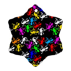 Colorful Lizards Pattern Ornament (snowflake)  by Valentinaart