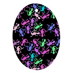 Purple Lizards Pattern Oval Ornament (two Sides) by Valentinaart