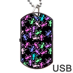 Purple Lizards Pattern Dog Tag Usb Flash (two Sides)  by Valentinaart