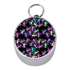 Purple Lizards Pattern Mini Silver Compasses