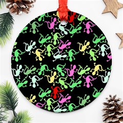 Playful Lizards Pattern Round Ornament (two Sides) 