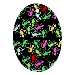 Playful Lizards Pattern Oval Ornament (two Sides) by Valentinaart