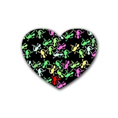 Playful Lizards Pattern Heart Coaster (4 Pack)  by Valentinaart