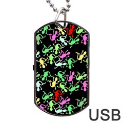 Playful Lizards Pattern Dog Tag Usb Flash (one Side)