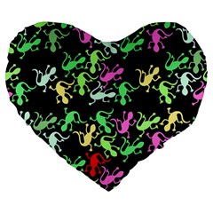 Playful Lizards Pattern Large 19  Premium Heart Shape Cushions