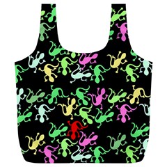 Playful Lizards Pattern Full Print Recycle Bags (l)  by Valentinaart