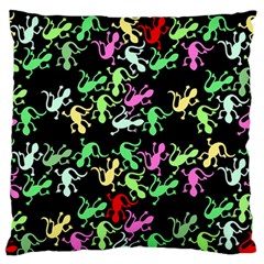 Playful Lizards Pattern Large Flano Cushion Case (one Side) by Valentinaart