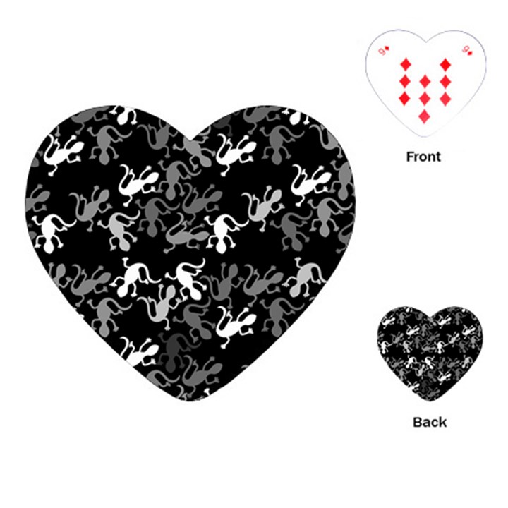 Gray lizards Playing Cards (Heart) 