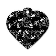 Gray Lizards Dog Tag Heart (two Sides) by Valentinaart