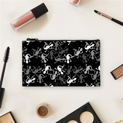 Gray Lizards Cosmetic Bag (small)  by Valentinaart