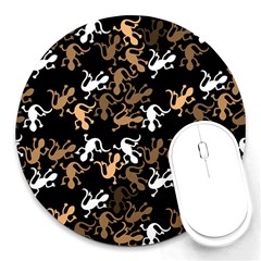 Brown Lizards Pattern Round Mousepads by Valentinaart