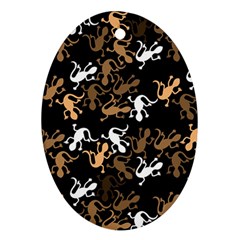 Brown Lizards Pattern Ornament (oval)  by Valentinaart