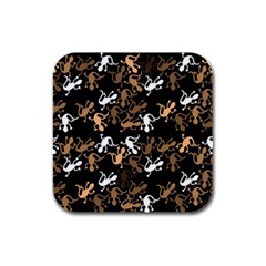 Brown Lizards Pattern Rubber Square Coaster (4 Pack)  by Valentinaart