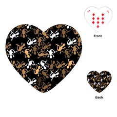 Brown Lizards Pattern Playing Cards (heart)  by Valentinaart