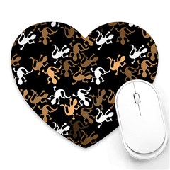 Brown Lizards Pattern Heart Mousepads by Valentinaart