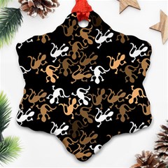 Brown Lizards Pattern Ornament (snowflake)  by Valentinaart