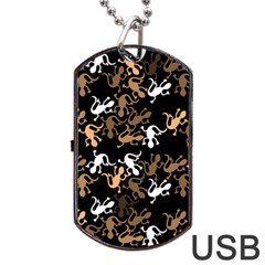 Brown Lizards Pattern Dog Tag Usb Flash (one Side) by Valentinaart