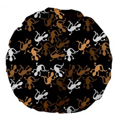 Brown Lizards Pattern Large 18  Premium Round Cushions by Valentinaart