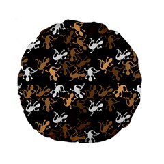 Brown Lizards Pattern Standard 15  Premium Flano Round Cushions by Valentinaart