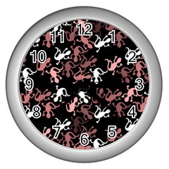 Decorative Lizards Pattern Wall Clocks (silver)  by Valentinaart