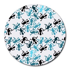 Lizards pattern - blue Round Mousepads