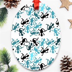 Lizards pattern - blue Oval Ornament (Two Sides)