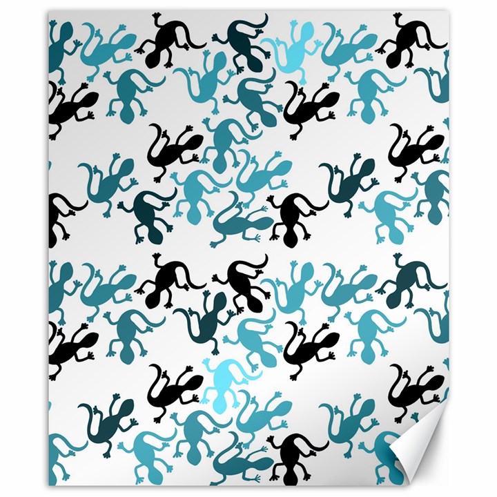 Lizards pattern - blue Canvas 8  x 10 