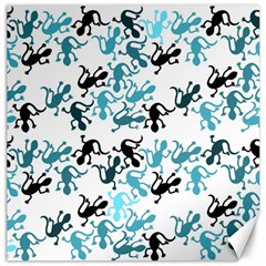 Lizards pattern - blue Canvas 12  x 12  