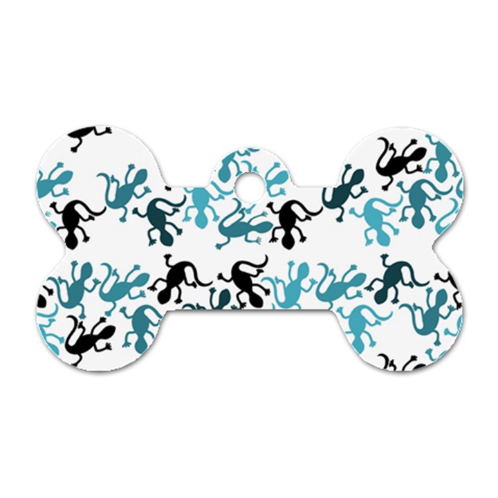 Lizards pattern - blue Dog Tag Bone (One Side)