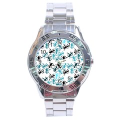 Lizards pattern - blue Stainless Steel Analogue Watch